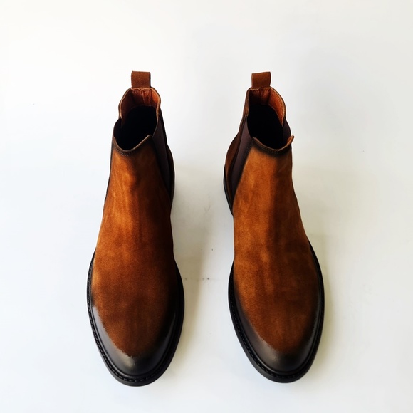Tobacco Men's Chelsea Genuine Suede Leather Boots - Picture 5 of 6